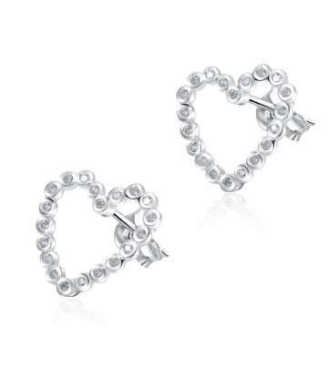 Heart With CZ Stone Silver Ear Stud STS-5125